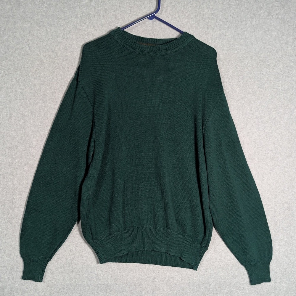 Shenandoah Sweater Mens Large Green Vintage 90s Knit Crewneck USA Grandpacore